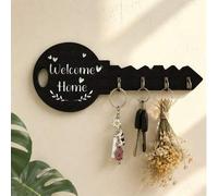 Shein Gancho de pared con forma de llave "Welcome Home", organizador de entrada con 4 ganchos para llaves, sombreros y accesorios ligeros