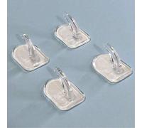 Shein Ganchos adhesivos de acrílico transparentes sin taladro para colgar llaves, toallas, ropa y artículos pequeños. Ganchos de plástico resistente que no