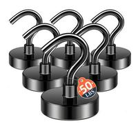 Shein Ganchos Magnéticos 50Lbs Imán Negro Fuerte con Gancho para Colgar Pesado Fácil Instalación Sin Necesidad de Taladrar Adecuado para Refrigerador Cocina