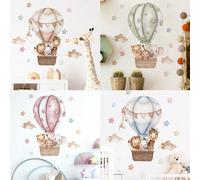 Shein Globo de aire caliente con elefantes de dibujos animados, decoración de pared para habitación de jardín de infantes, pegatina de pared al por mayor, d