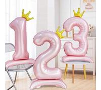 Shein Globo de número gigante de 42 pulgadas de foil, globo de pie con corona, decoración de fiesta de cumpleaños