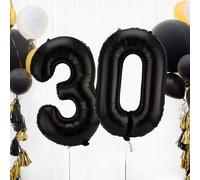 Shein Globo digital gigante de 40 pulgadas de lámina negra para decoración de cumpleaños y fiestas, suministros de feliz cumpleaños (números del 0 al 9), Na