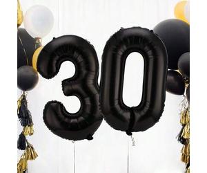 Shein Globo digital gigante de 40 pulgadas de lámina negra para decoración de cumpleaños y fiestas, suministros de feliz cumpleaños (números del 0 al 9), Na