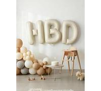 Shein Globo HBD de 40 pulgadas color crema, globo de película de poliéster con letras HBD extra grande color beige, adecuado para fiesta de cumpleaños, fies