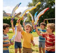Shein Globos con forma de espada de aluminio de colores aleatorios, globos de juguete para niños, globos para fiestas al aire libre, accesorios de fiesta de
