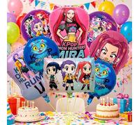 Shein Globos de aluminio con tema de escuadrón de música de caza. Estilo de dibujos animados: decoración de fiesta/vacaciones, set de globos de fiesta, deco