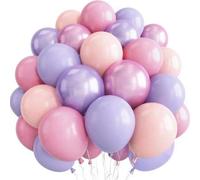 Shein Globos de color rosa pastel y morado, globos de látex de helio de color rosa claro, morado y naranja con estilo de princesa, para decoración de fiesta