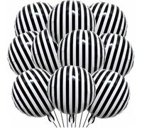 Shein Globos de lámina con rayas verticales en blanco y negro, 10 piezas de globos redondos de película de poliéster de aluminio, decoraciones para fiesta d