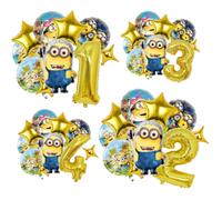 Shein Globos de látex con tema de estrella esférica dorada para fiesta de cumpleaños infantil, juego de globos con números, suministros para fiesta de baby
