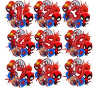 Shein Globos de látex y película de aluminio con tema de araña de bola espinosa roja para decoración de fiesta de cumpleaños, set de globos de feliz cumplea
