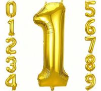 Shein Globos de número de lámina con helio color dorado de 32 pulgadas, globos de números grandes y enormes para decoración de fiestas de cumpleaños y celeb