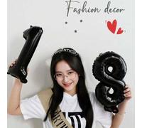 Shein Globos de número de lámina de poliéster negros de 16 pulgadas, para decoraciones de fiestas de cumpleaños, ceremonias de graduación, decoraciones de A