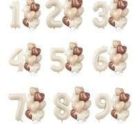 Shein Globos de número gigante de 40 pulgadas, set de globos de foil rosa, del 0 al 9, incluye globos con forma de corazón y estrella, adecuado para fiestas