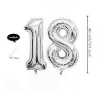 Shein Globos de número plateados de 40 pulgadas, globos de número de lámina de gran tamaño, adecuados para fiesta de cumpleaños, aniversario de boda, decora