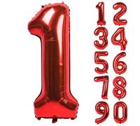 Shein Globos de número rojo de 40 pulgadas - Globos de helio de lámina grandes para fiestas de cumpleaños (números del 0 al 9), Día de San Valentín