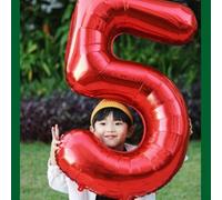 Shein Globos de números grandes rojos de 16/32 pulgadas, globos de helio con números del 0 al 9, globos de lámina metálica grandes para fiestas de cumpleaño
