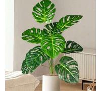 Shein Gran concha de tortuga artificial de bambú, árbol de palma falso, concha de tortuga de plástico, hoja tropical, planta artificial para paisaje, adecua