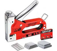 Shein Grapadora tapicera para madera de uso pesado con grapas, grapadora y clavadora manual de 4 en 1 con ajuste de potencia para madera, manualidades, alam