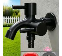 Shein Grifo de acero inoxidable de doble salida de alta resistencia, grifo de riego moderno de doble manija, diseño de doble surtidor, control de agua calie