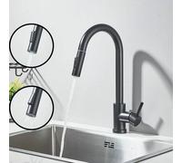 Shein Grifo de cocina con rociador extraíble giratorio de 360°, grifo de cocina de un solo orificio y una sola manija.
