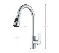 Shein Grifo de cocina de acero inoxidable con cabezal rociador extraíble, grifo giratorio de 360° con 2 modos de salida de agua, grifos extraíbles de una so
