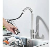 Shein Grifo de cocina de acero inoxidable con cabezal rociador extraíble, grifo giratorio de 360° con 2 modos de salida de agua, grifos extraíbles de una so
