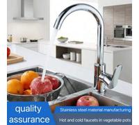 Shein Grifo de cocina de arco alto giratorio 360° - Con control de agua fría y caliente de doble manija y diseño de arco alto, estructura a prueba de salpic