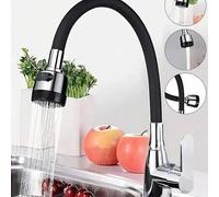 Shein Grifo de cocina moderno con rotación de 360° y flexible, mezclador de agua caliente y fría de una sola manija, grifo de fregadero montado en la encime