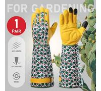 Shein Guantes largos cómodos para jardinería para mujeres JOISIV - premium con estampado verde y transpirable de vacuno, a prueba de espinas, resistente a a