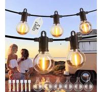Shein Guirnalda de luces exteriores de 30 m - Guirnalda de luces LED G40 con 50+2 bombillas irrompibles, alimentada por la red eléctrica, luces colgantes im