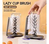 Shein Herramienta de limpieza de tazas con ventosa, limpiador de vidrio, cepillo para botellas, cepillo de limpieza de botellas de fregadero, cepillo de lim