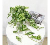 Shein Hojas de hiedra artificial colgantes, flores de vid de bonsái artificial, decoración de boda con hojas de sandía, decoración de patio, estantería del