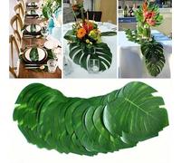 Shein Hojas de palma de sauce verde artificial, hojas de planta artificial, decoración del hogar, centro de mesa, hojas de monstera artificial que se pueden