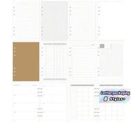 Shein Hojas de recambio A5 de 45 hojas, recambios de papel interior para cuaderno de anillas de 6 agujeros, planificador semanal/mensual/en blanco, partes d