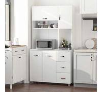 Shein HOMCOM Alacena de Cocina Despensa Armario de Cocina Moderno Aparador Alto con 3 Cajones 4 Puertas y Estantes Ajustables para Salón 100x39,5x183,5 cm B