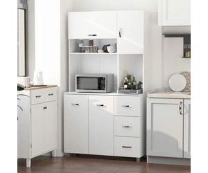 Shein HOMCOM Alacena de Cocina Despensa Armario de Cocina Moderno Aparador Alto con 3 Cajones 4 Puertas y Estantes Ajustables para Salón 100x39,5x183,5 cm B