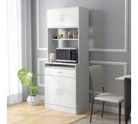 Shein HOMCOM Alacena de Cocina Mueble Aparador Auxiliar con 4 Puertas Bandeja Extraíble Estante Ajustable Cajón y Encimera de Microondas Abierta 70x40x180 c