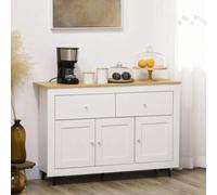 Shein HOMCOM Aparador de Cocina Mueble Auxiliar de Cocina Mueble de TV con 2 Cajones 3 Puertas y Estante Ajustable para Comedor Salón 117x35x80 cm Blanco