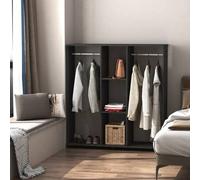 Shein HOMCOM Armario Ropero con Ruedas Armario para Ropa con Barra Estantes Abiertos Organizador para Colgar Ropa de Dormitorio 120x40x128cm Negro
