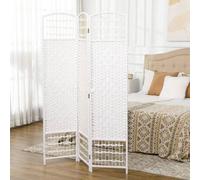Shein HOMCOM Biombo Separador de Ambientes de 3 Paneles 120x170 cm Divisor de Habitación Plegable de Cuerda de Papel y Marco de Madera Decoración para Dormi