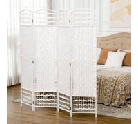 Shein HOMCOM Biombo Separador de Ambientes de 4 Paneles 160x170 cm Divisor de Habitación Plegable de Cuerda de Papel y Marco de Madera Decoración para Dormi