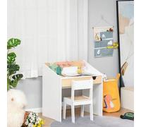 Shein HOMCOM Escritorio para Niños con Silla de 3 a 6 Años Pupitre Infantil de 2 Piezas con Cajón y Estantes de Libros Escritorio Infantil para Estudio Dorm