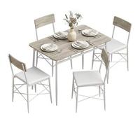 Shein HOMCOM Juego de Mesa y Sillas de Comedor 5 Piezas, Mesa de Cocina Rectangular con 4 Sillas Acolchadas, Estilo Moderno, Marco Metálico, para Espacios P