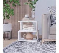Shein HOMCOM Mesa de Centro Mesita de Noche Mesita Auxiliar de 2 Niveles con Estante de Almacenamiento para Salón Dormitorio Librería 40x40x43 cm Blanco
