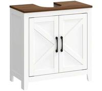 Shein HOMCOM Mueble Bajo Lavabo, Mueble de Baño con Estante Ajustable, 2 Puertas Tipo Granero y Recorte en U, Estilo Rústico, para Lavabo con o sin Pedestal