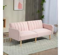 Shein HOMCOM Sofá Cama de 2 Plazas Moderno Sofá Cama Plegable Tapizado en Lino Sintético con Respaldo Ajustable en 3 Niveles y Reposabrazos Desmontables par