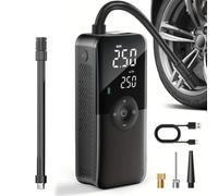 Shein Inflador de neumáticos inalámbrico Carsun, compresor de aire portátil, suministro de energía dual de 150 PSI, 2600 mAh*2 y 12V CC, adecuado para neumá