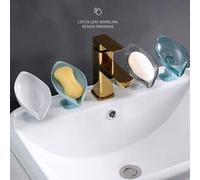 Shein Jabonera de hoja con drenaje automático, soporte para jabón con ventosa fuerte, bandeja para jabón anti acumulación de agua, accesorios para baño y ho