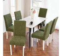 Shein Juego de 1/2/4/6 fundas elásticas de jacquard para sillas de comedor, color oscuro, cobertura total, funda elástica, protector de silla de lana de cor