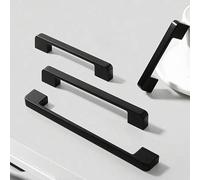 Shein Juego de 1/5/10 tiradores de gabinete negro mate de aleación de aluminio, pomos de puerta cuadrados, tiradores de gabinete sólidos con tornillos de in